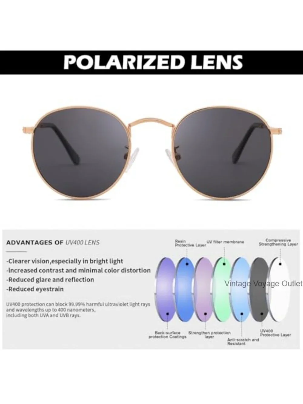 Small Round Metal Polarized Sunglasses Retro UV Protection